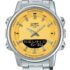 AMW-880D-9AV Casio Analogni Digitalni Kombinirani Sat od Nehrđajućeg Čelika s Žutim Brojčanikom, Kvarcni, Muški